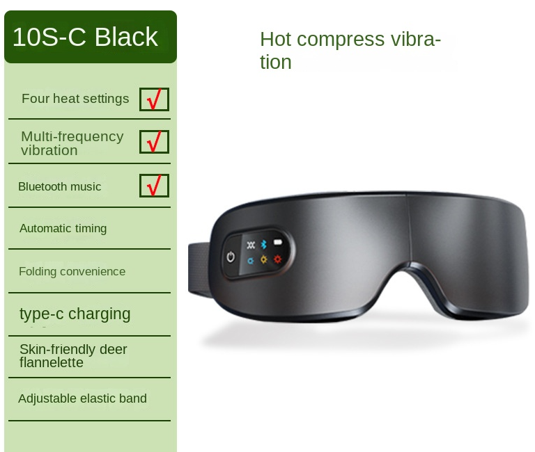 Eye Massage Device with Heat Therapy and Vibration, Foldable Rechargeable Eye Mask for Home Use